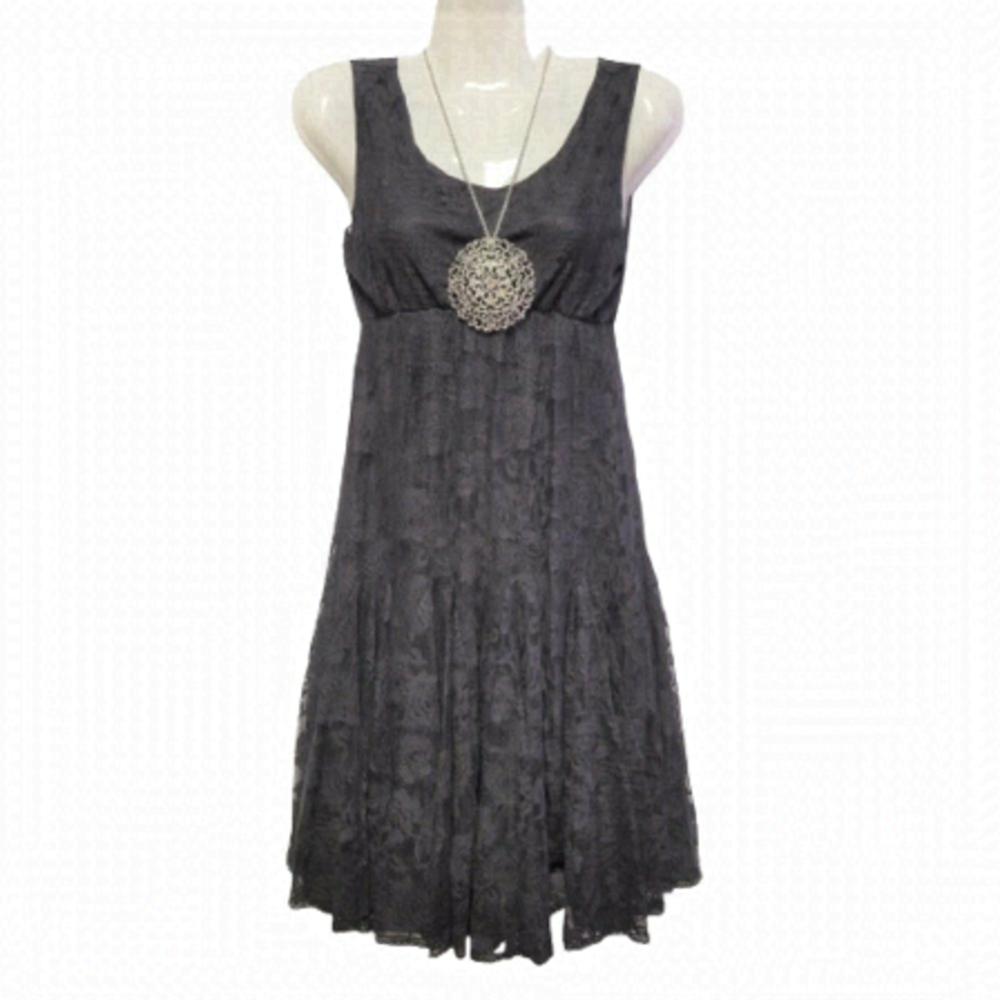 Black Lace MIni Flared Sleeveless Dress  Size XS or S